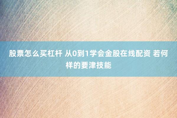 股票怎么买杠杆 从0到1学会金股在线配资 若何样的要津技能