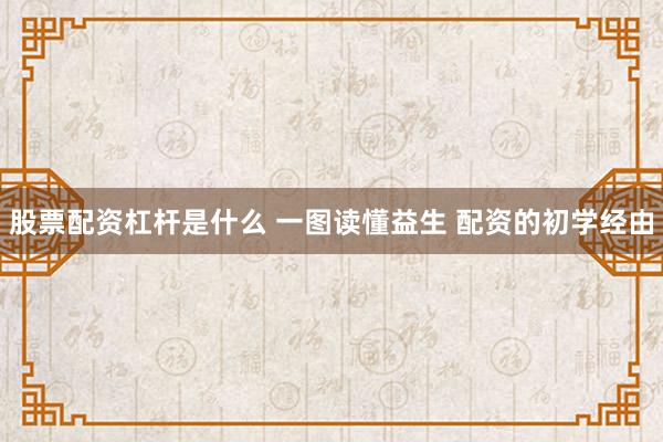 股票配资杠杆是什么 一图读懂益生 配资的初学经由