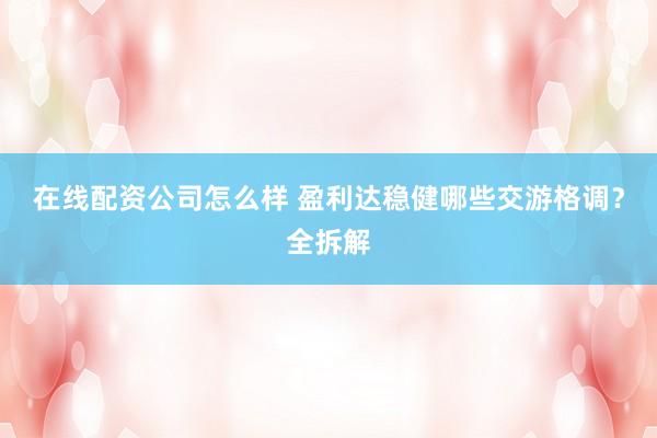 在线配资公司怎么样 盈利达稳健哪些交游格调？全拆解