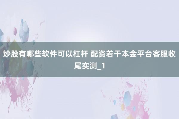 炒股有哪些软件可以杠杆 配资若干本金平台客服收尾实测_1