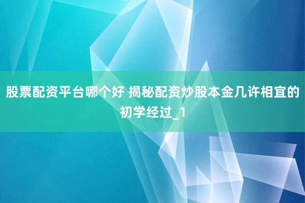 股票配资平台哪个好 揭秘配资炒股本金几许相宜的初学经过_1