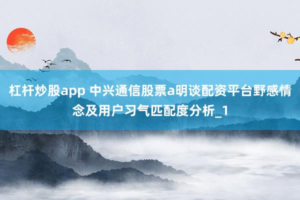 杠杆炒股app 中兴通信股票a明谈配资平台野感情念及用户习气匹配度分析_1