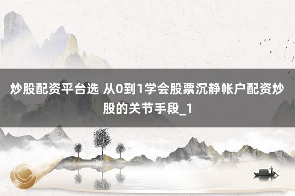 炒股配资平台选 从0到1学会股票沉静帐户配资炒股的关节手段_1