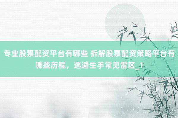 专业股票配资平台有哪些 拆解股票配资策略平台有哪些历程，逃避生手常见雷区_1