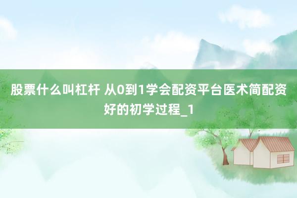 股票什么叫杠杆 从0到1学会配资平台医术简配资好的初学过程_1