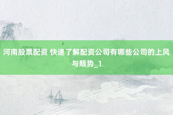 河南股票配资 快速了解配资公司有哪些公司的上风与颓势_1