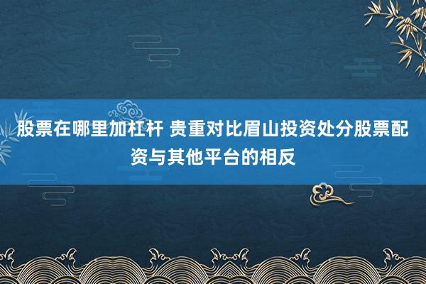 股票在哪里加杠杆 贵重对比眉山投资处分股票配资与其他平台的相反