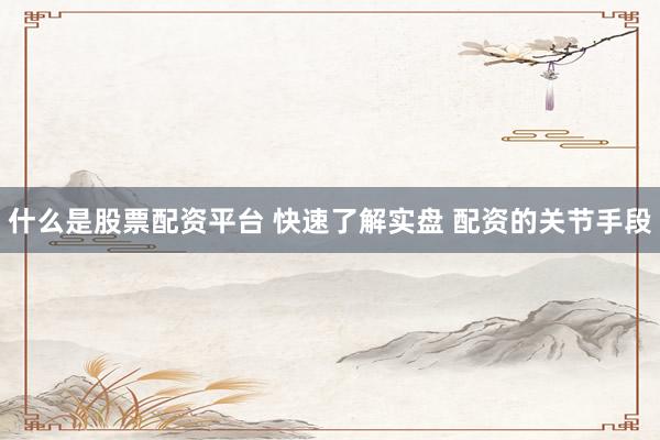 什么是股票配资平台 快速了解实盘 配资的关节手段