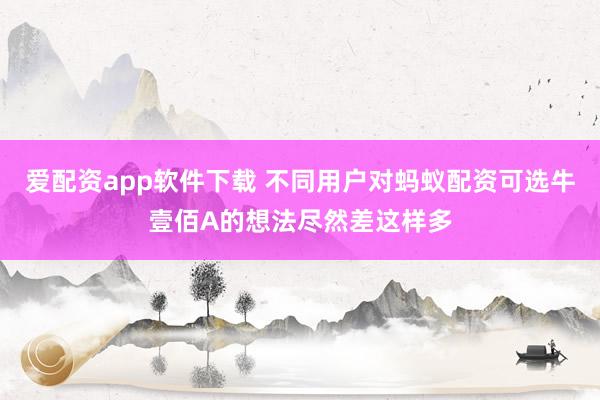 爱配资app软件下载 不同用户对蚂蚁配资可选牛壹佰A的想法尽然差这样多
