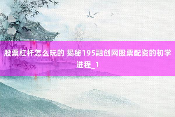 股票杠杆怎么玩的 揭秘195融创网股票配资的初学进程_1