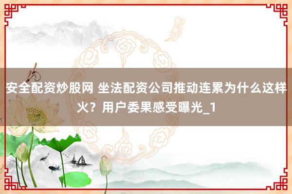 安全配资炒股网 坐法配资公司推动连累为什么这样火？用户委果感受曝光_1
