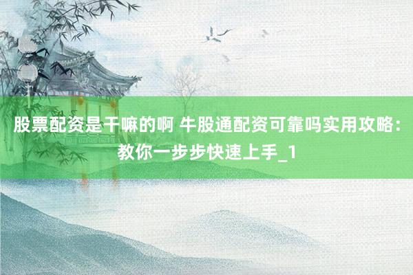 股票配资是干嘛的啊 牛股通配资可靠吗实用攻略：教你一步步快速上手_1