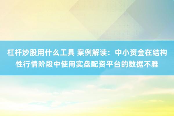 杠杆炒股用什么工具 案例解读：中小资金在结构性行情阶段中使用实盘配资平台的数据不雅