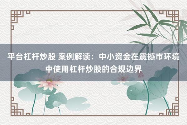 平台杠杆炒股 案例解读：中小资金在震撼市环境中使用杠杆炒股的合规边界