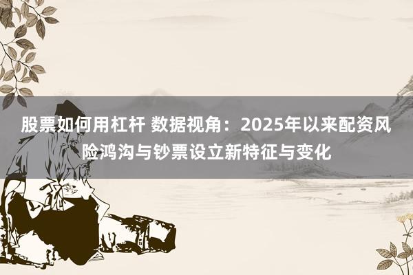 股票如何用杠杆 数据视角：2025年以来配资风险鸿沟与钞票设立新特征与变化