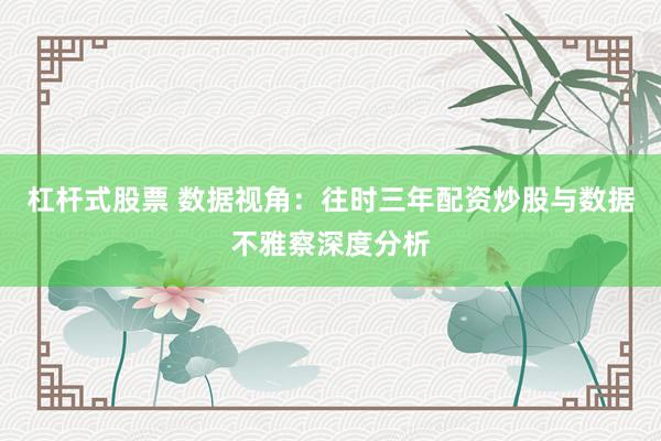 杠杆式股票 数据视角：往时三年配资炒股与数据不雅察深度分析
