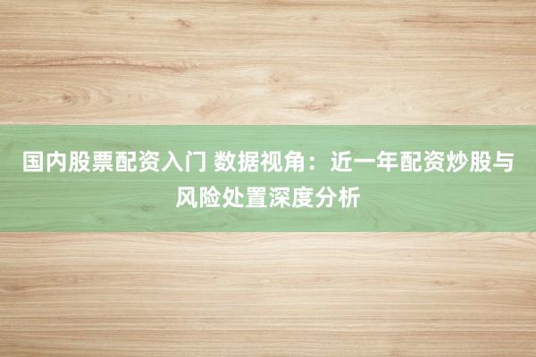 国内股票配资入门 数据视角：近一年配资炒股与风险处置深度分析